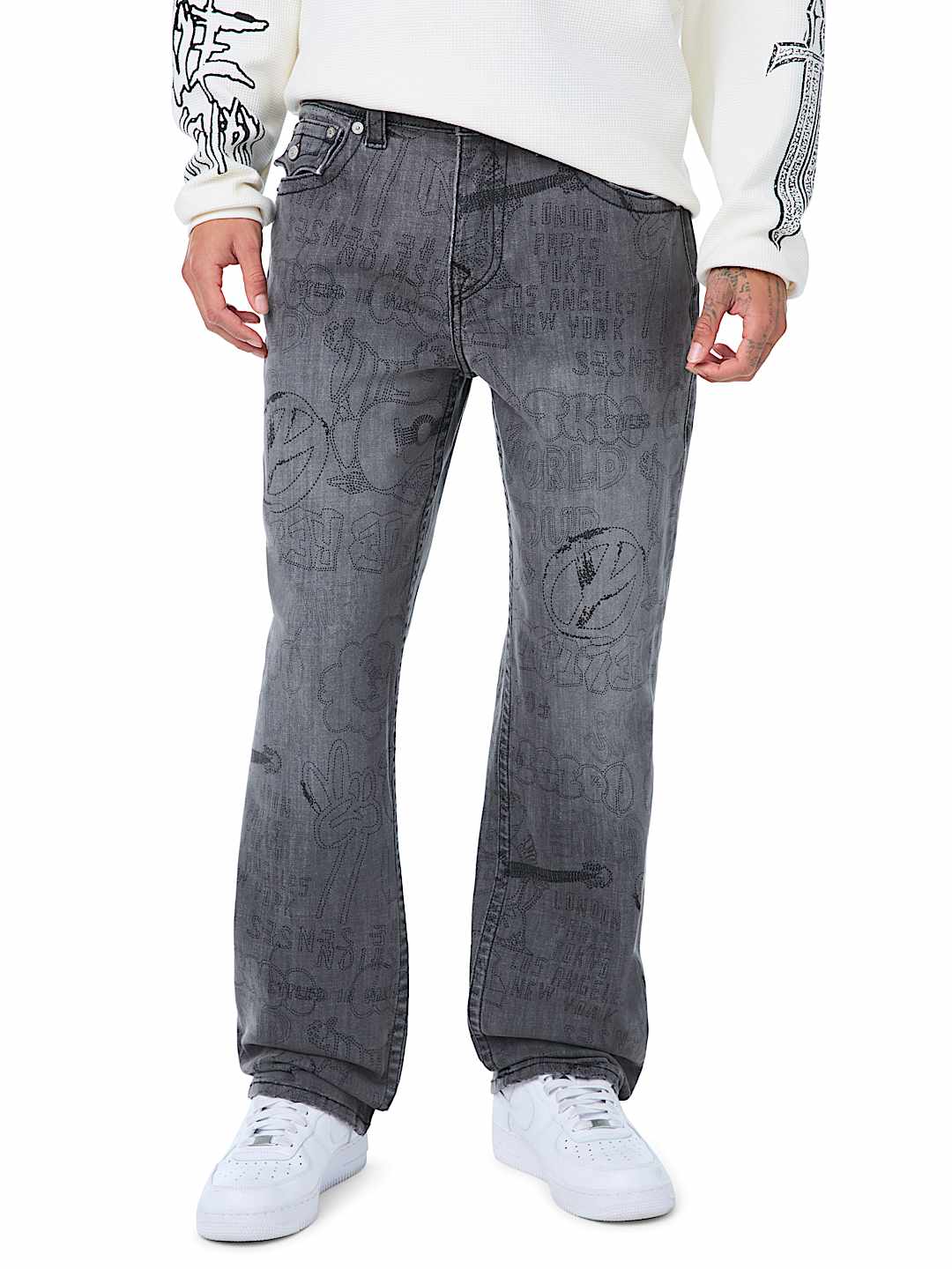 BOBBY ALLOVER EMBROIDERED FLAP BAGGY JEAN