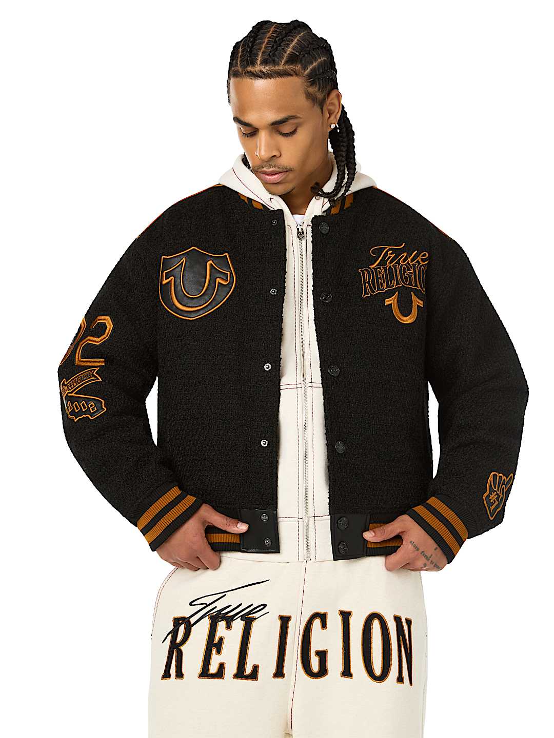 RETRO BOUCL&Eacute; VARSITY JACKET