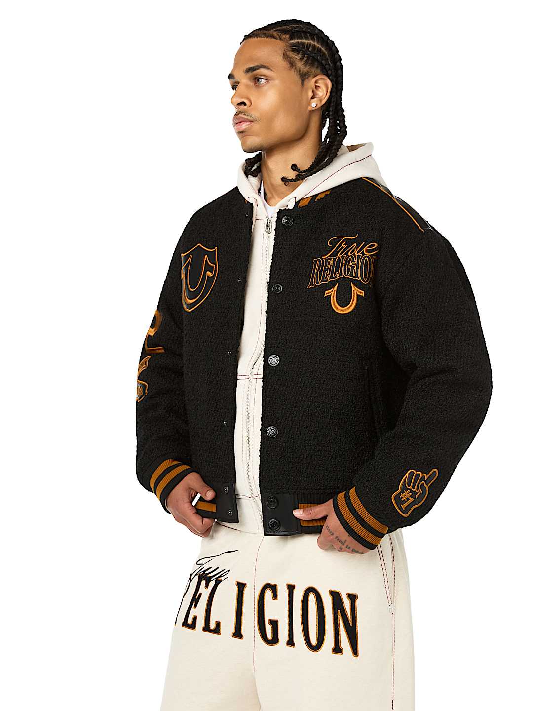 RETRO BOUCL&Eacute; VARSITY JACKET