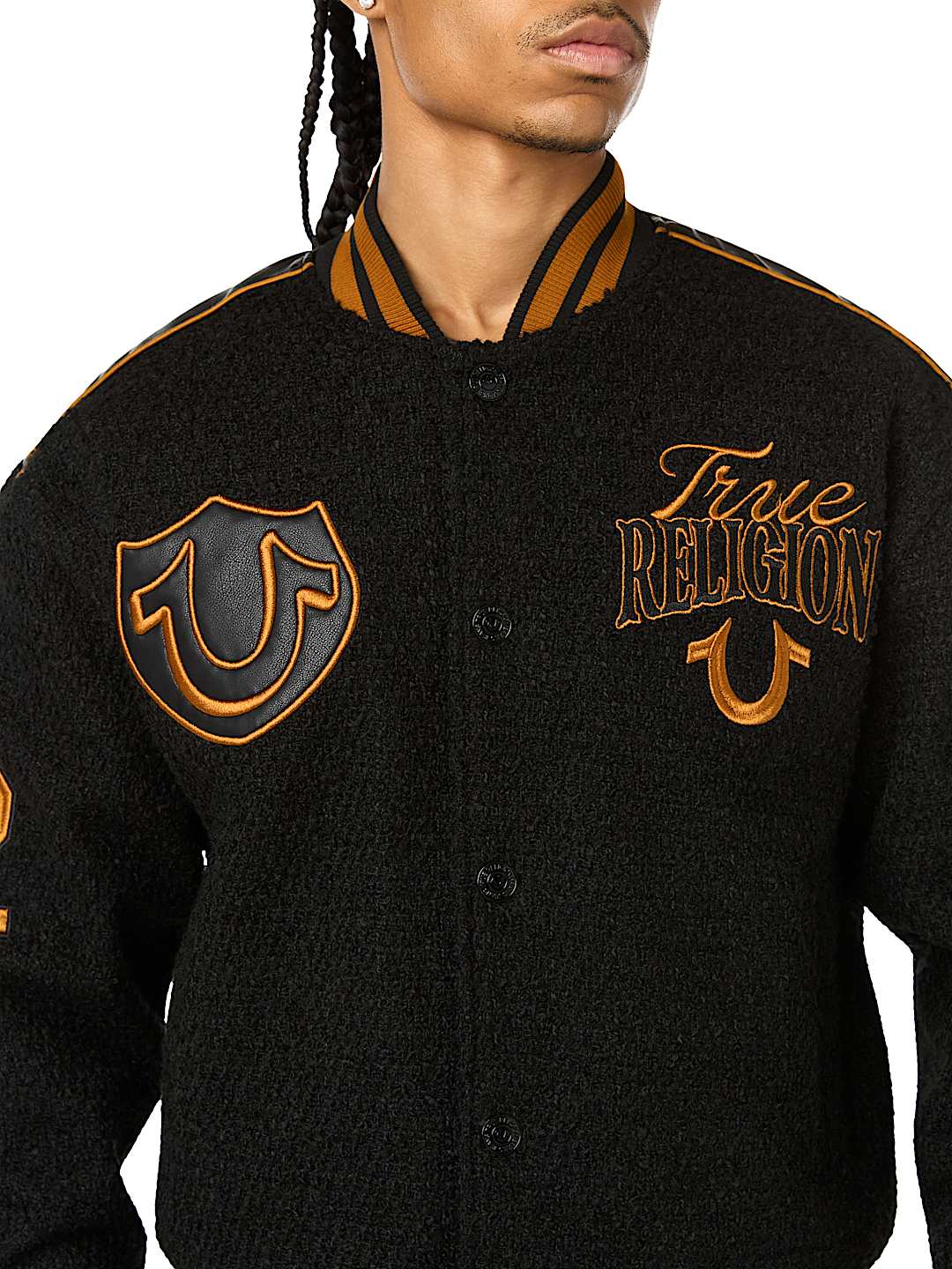 RETRO BOUCL&Eacute; VARSITY JACKET