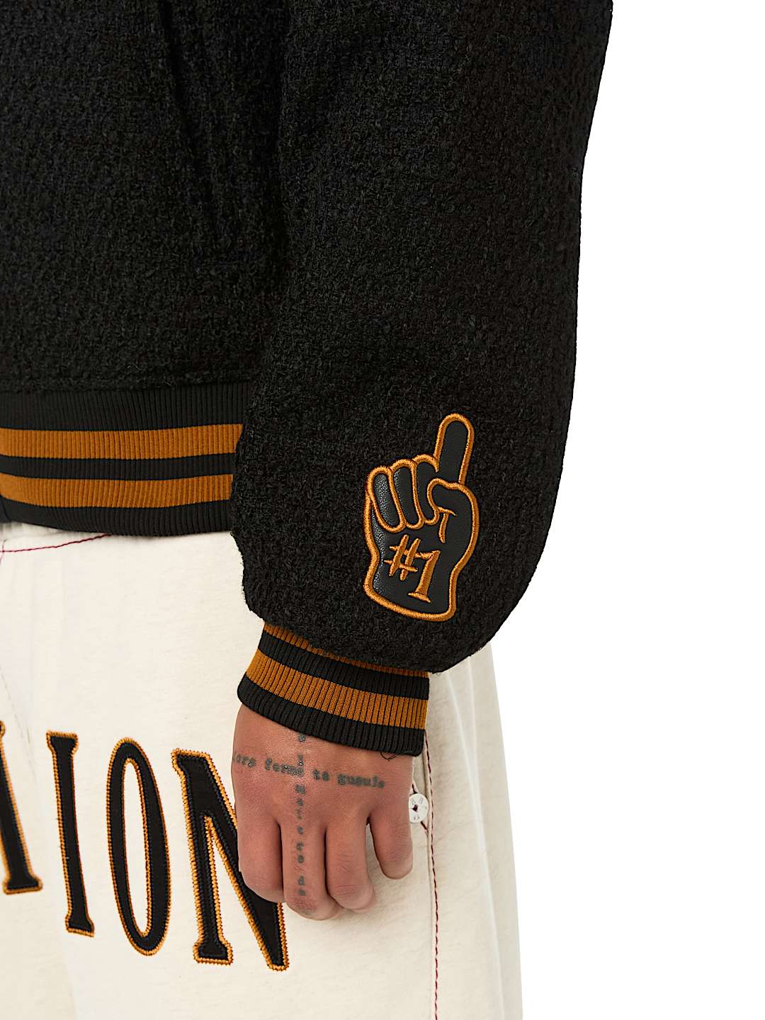 RETRO BOUCL&Eacute; VARSITY JACKET