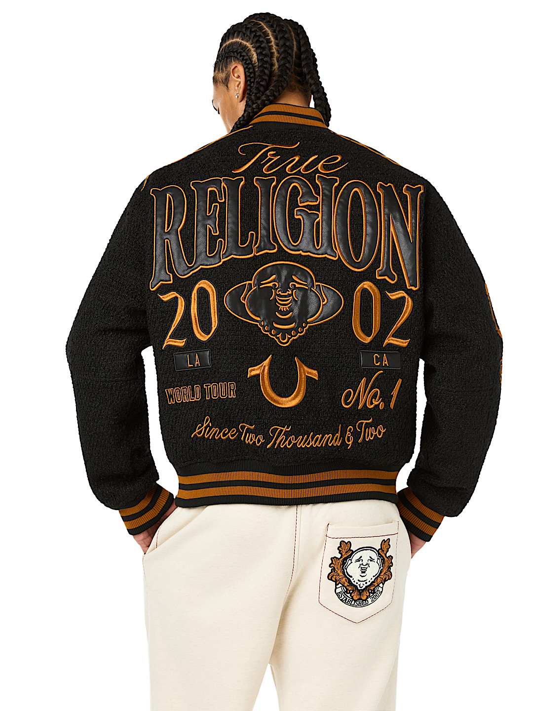 RETRO BOUCL&Eacute; VARSITY JACKET