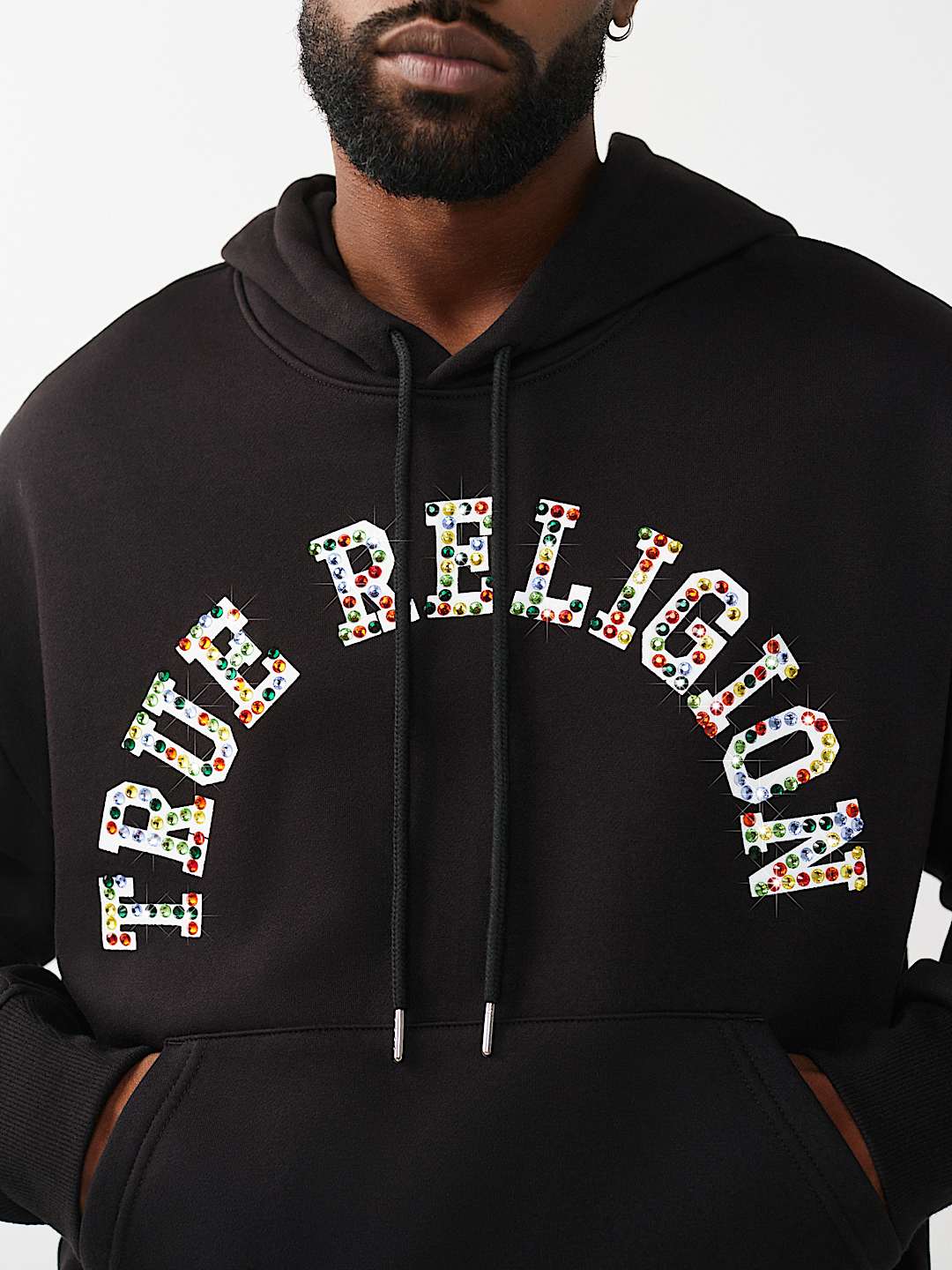 ARCHED LOGO STUDDED BOXY HOODIE, image 1
