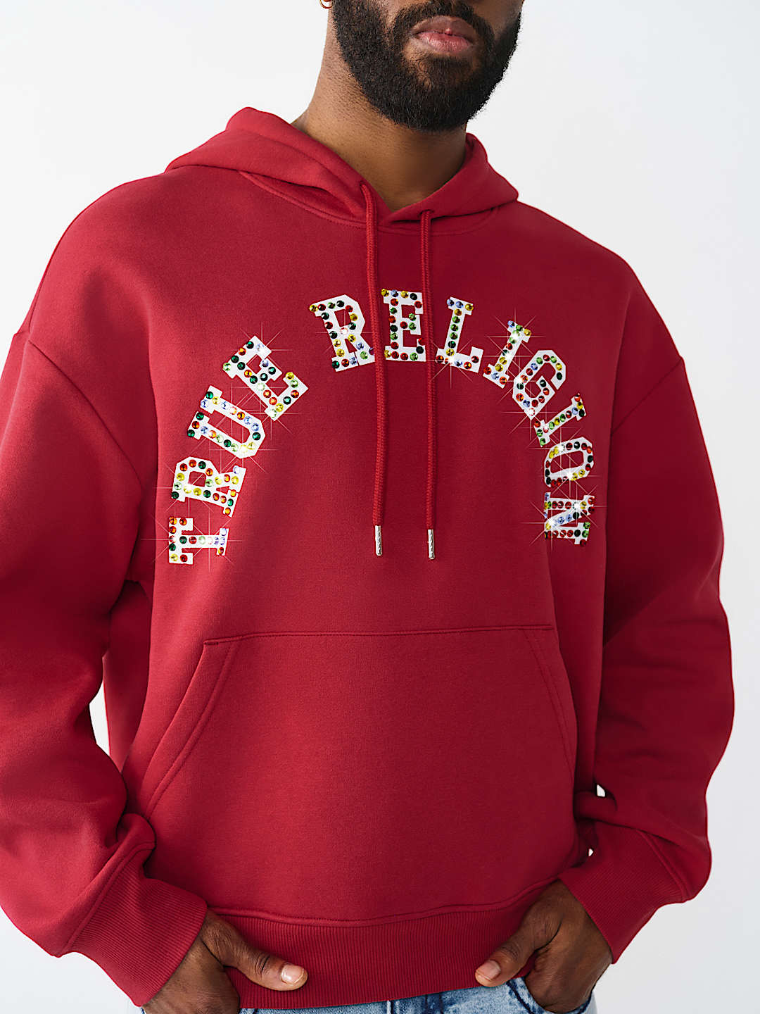 ARCHED LOGO STUDDED BOXY HOODIE, image 2