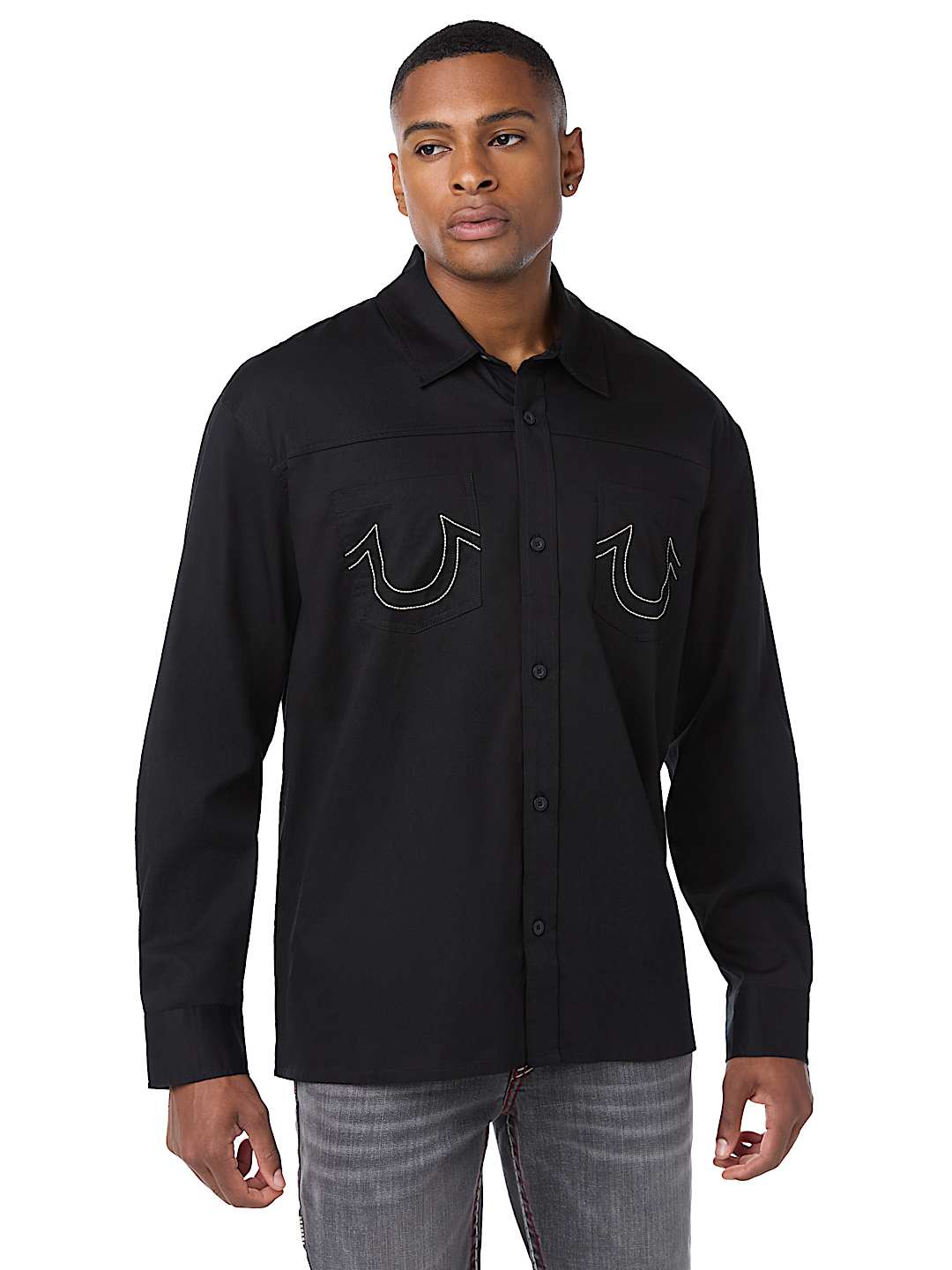 COTTON TWILL BUDDHA FACE LONG SLEEVE SHIRT