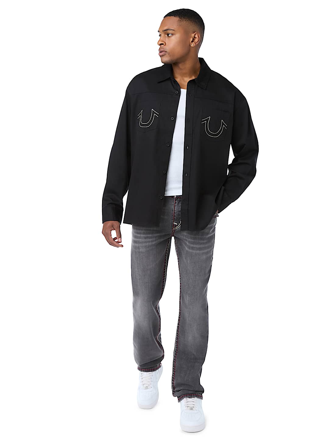 COTTON TWILL BUDDHA FACE LONG SLEEVE SHIRT