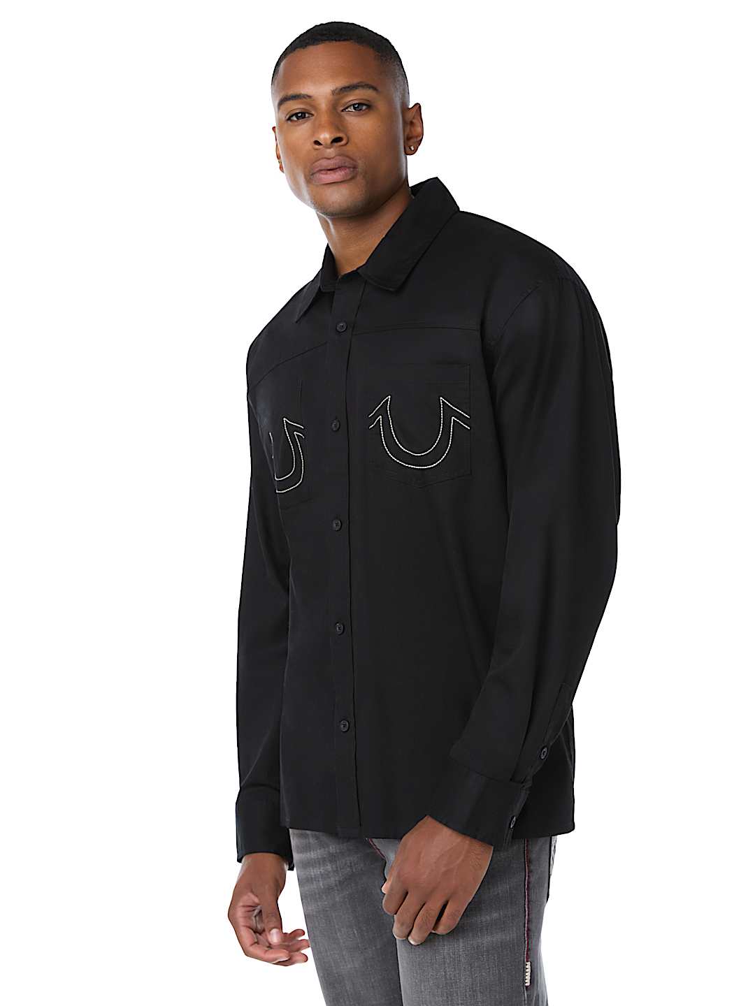 COTTON TWILL BUDDHA FACE LONG SLEEVE SHIRT
