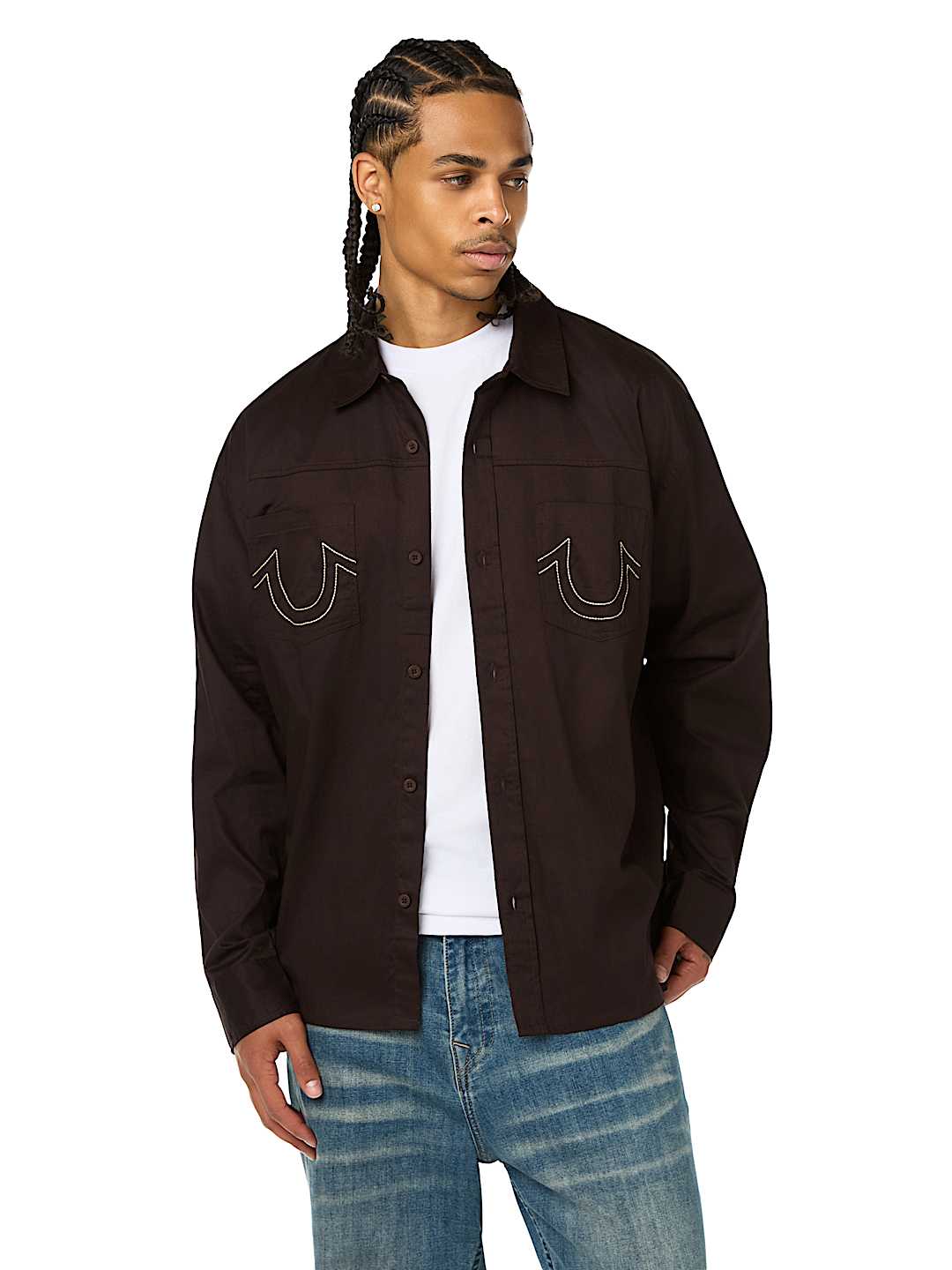 COTTON TWILL BUDDHA FACE LONG SLEEVE SHIRT