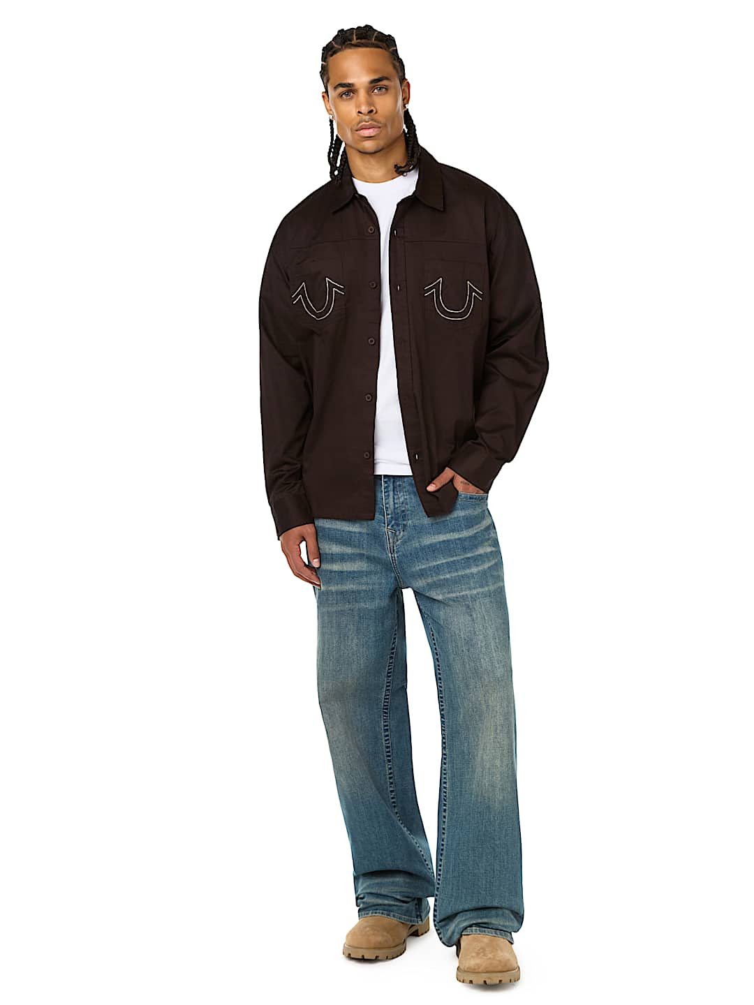 COTTON TWILL BUDDHA FACE LONG SLEEVE SHIRT