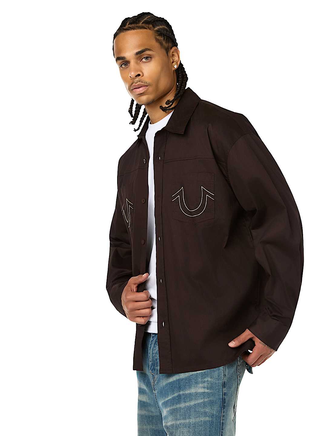 COTTON TWILL BUDDHA FACE LONG SLEEVE SHIRT