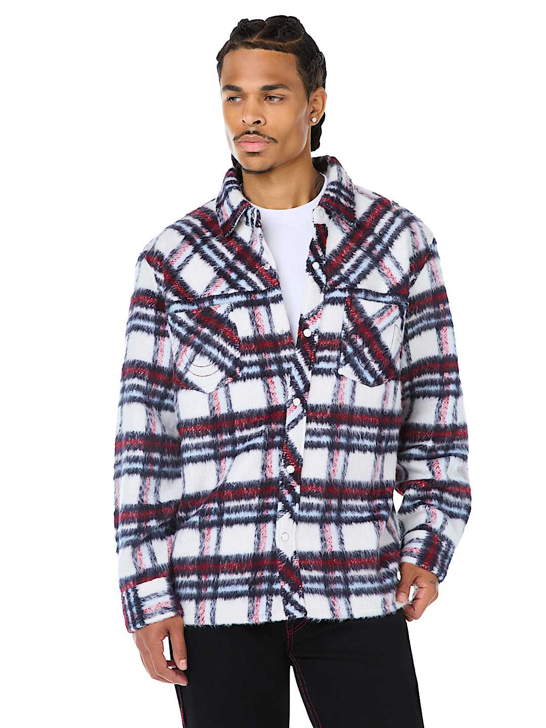 LONG SLEEVE TEXTURED PLAID SHIRT