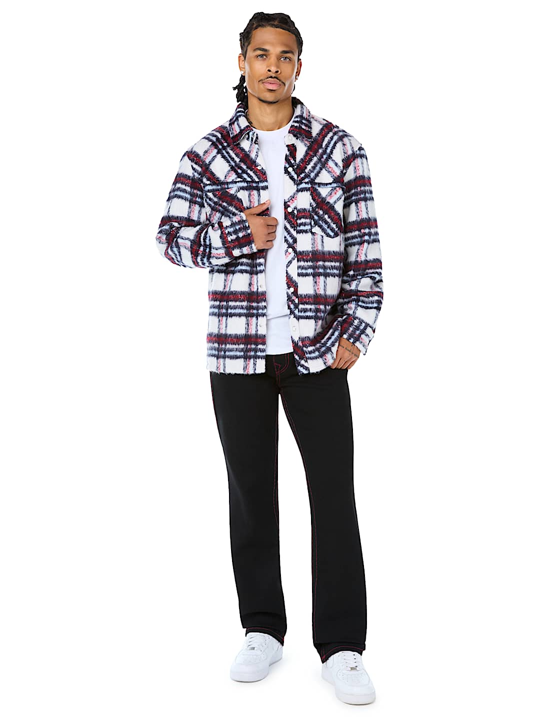 LONG SLEEVE TEXTURED PLAID SHIRT