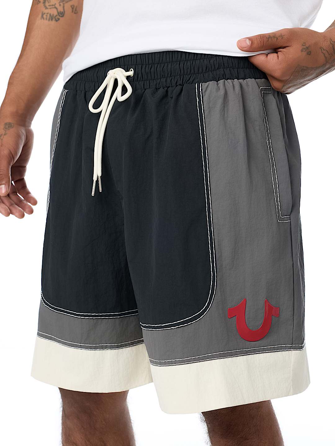 COLORBLOCK BIG T NYLON SHORT