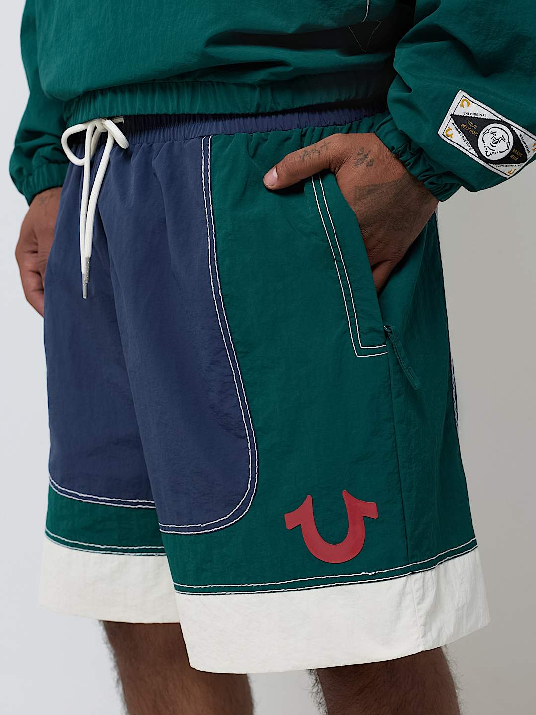 COLORBLOCK BIG T NYLON SHORT
