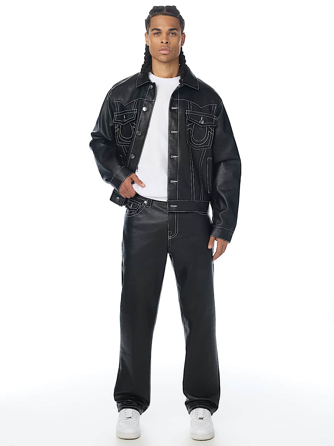 RICKY FAUX LEATHER STRAIGHT JEAN 34"