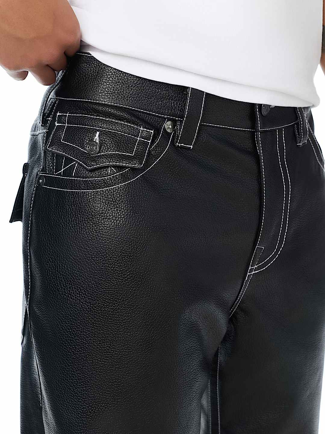 RICKY FAUX LEATHER STRAIGHT JEAN 34"