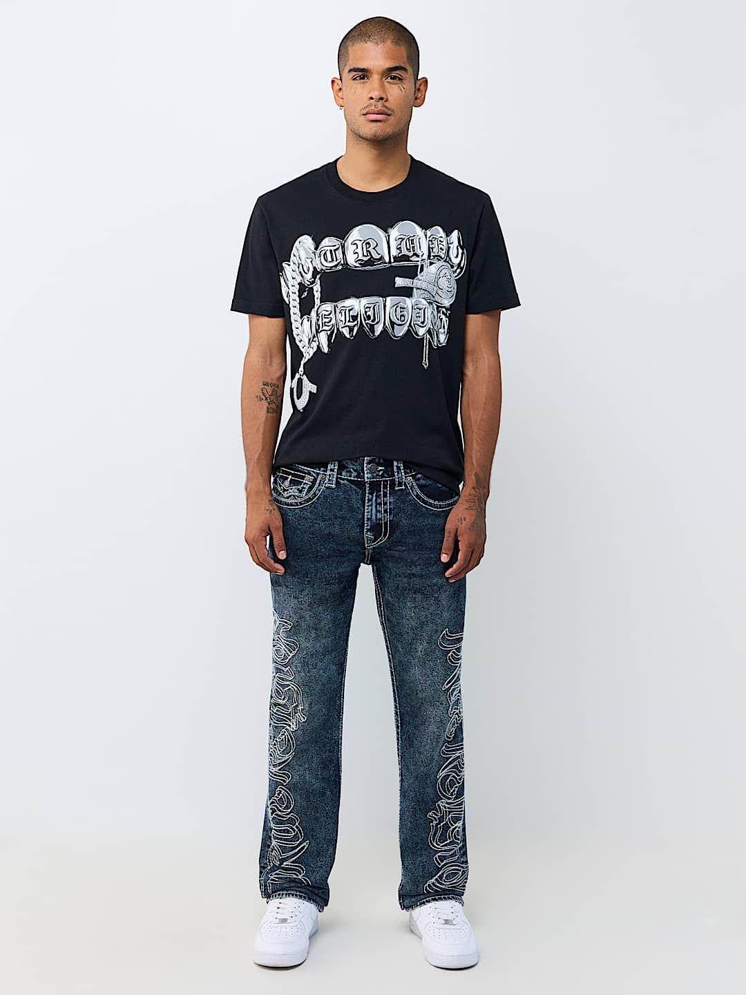 RICKY BIG T EMBROIDERED FLAP STRAIGHT JEAN 34"