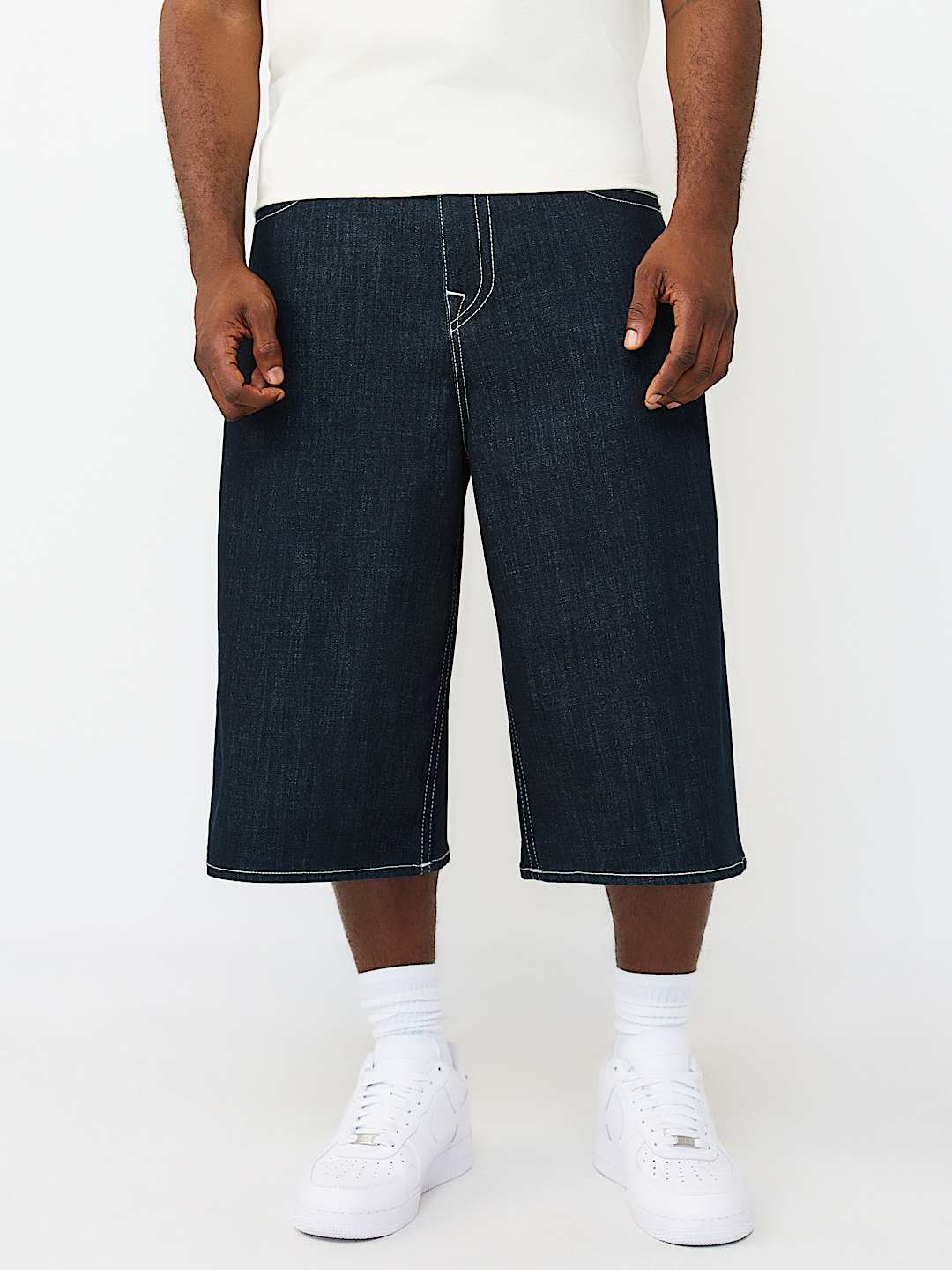 SHORTS LARGOS DE MEZCLILLA CON SOLAPA, image 1