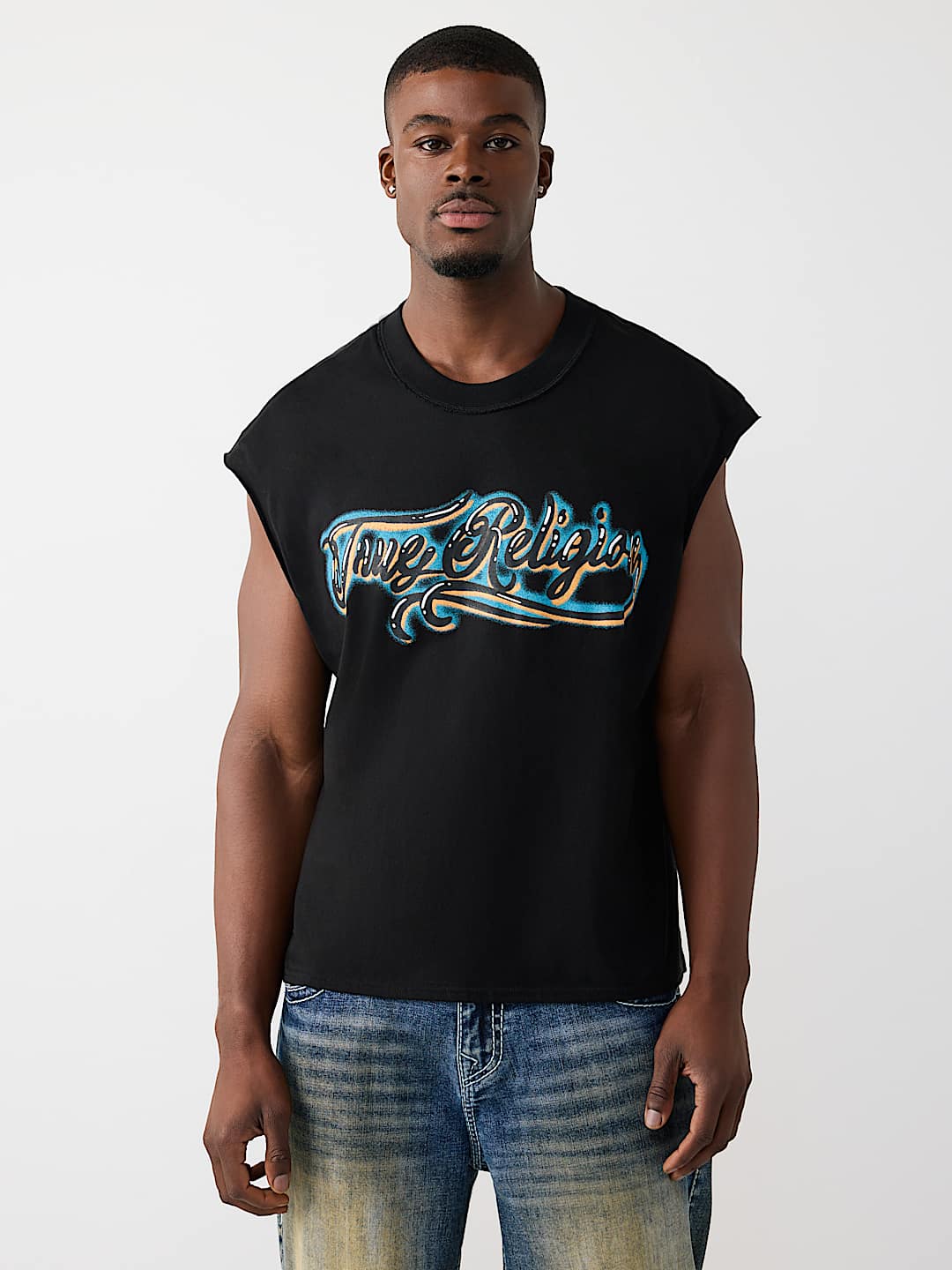 CAMISETA SIN MANGAS CORTADA PESADA AEROGRAFIADA, image 2