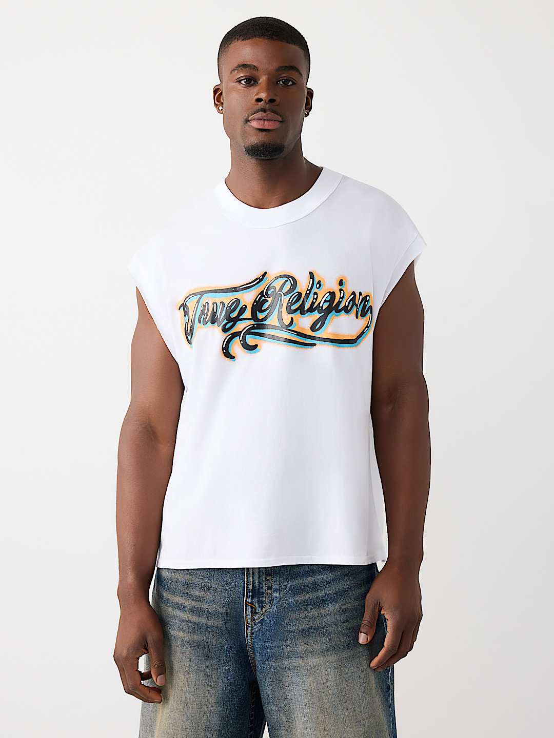 CAMISETA SIN MANGAS CORTADA PESADA AEROGRAFIADA, image 2