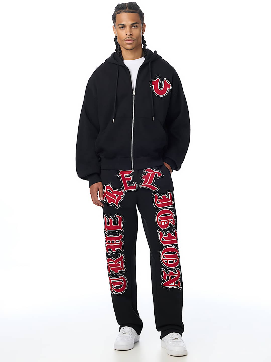 SCRIPT PATCH BOXY ZIP UP HOODIE