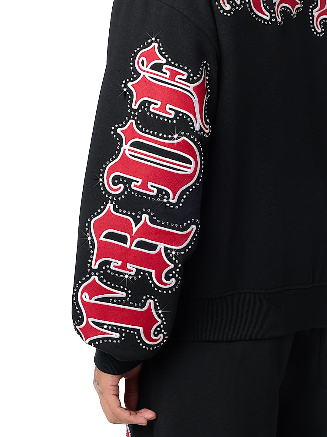 SCRIPT PATCH BOXY ZIP UP HOODIE