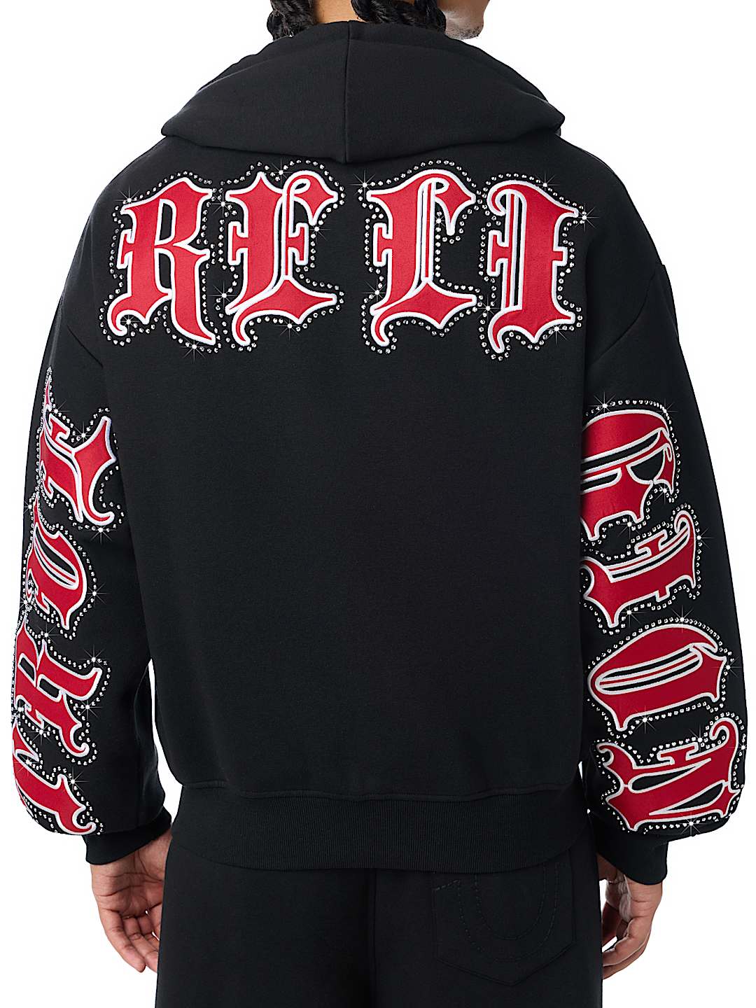 SCRIPT PATCH BOXY ZIP UP HOODIE