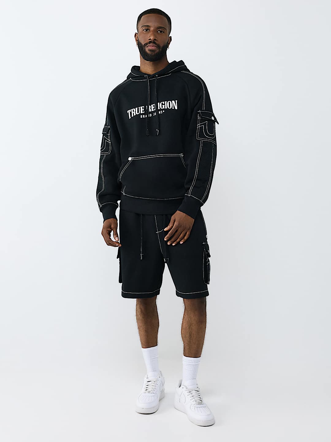 MESH PANEL BIG T CARGO HOODIE, image 7