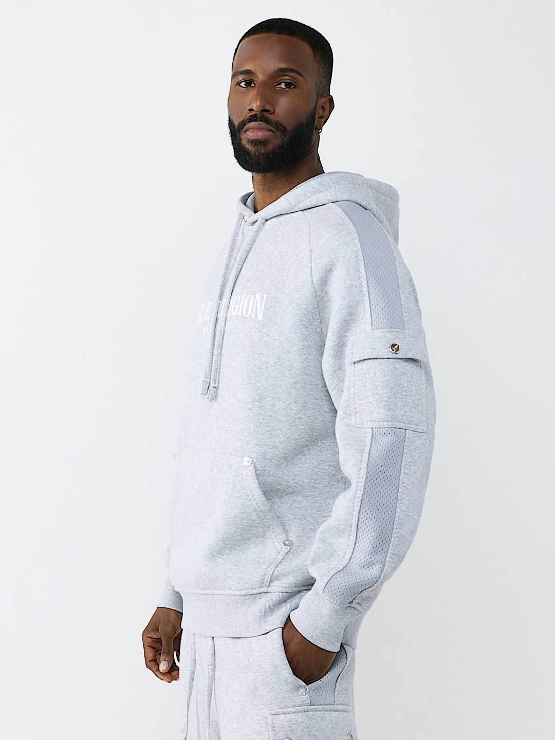 MESH PANEL BIG T CARGO HOODIE, image 3