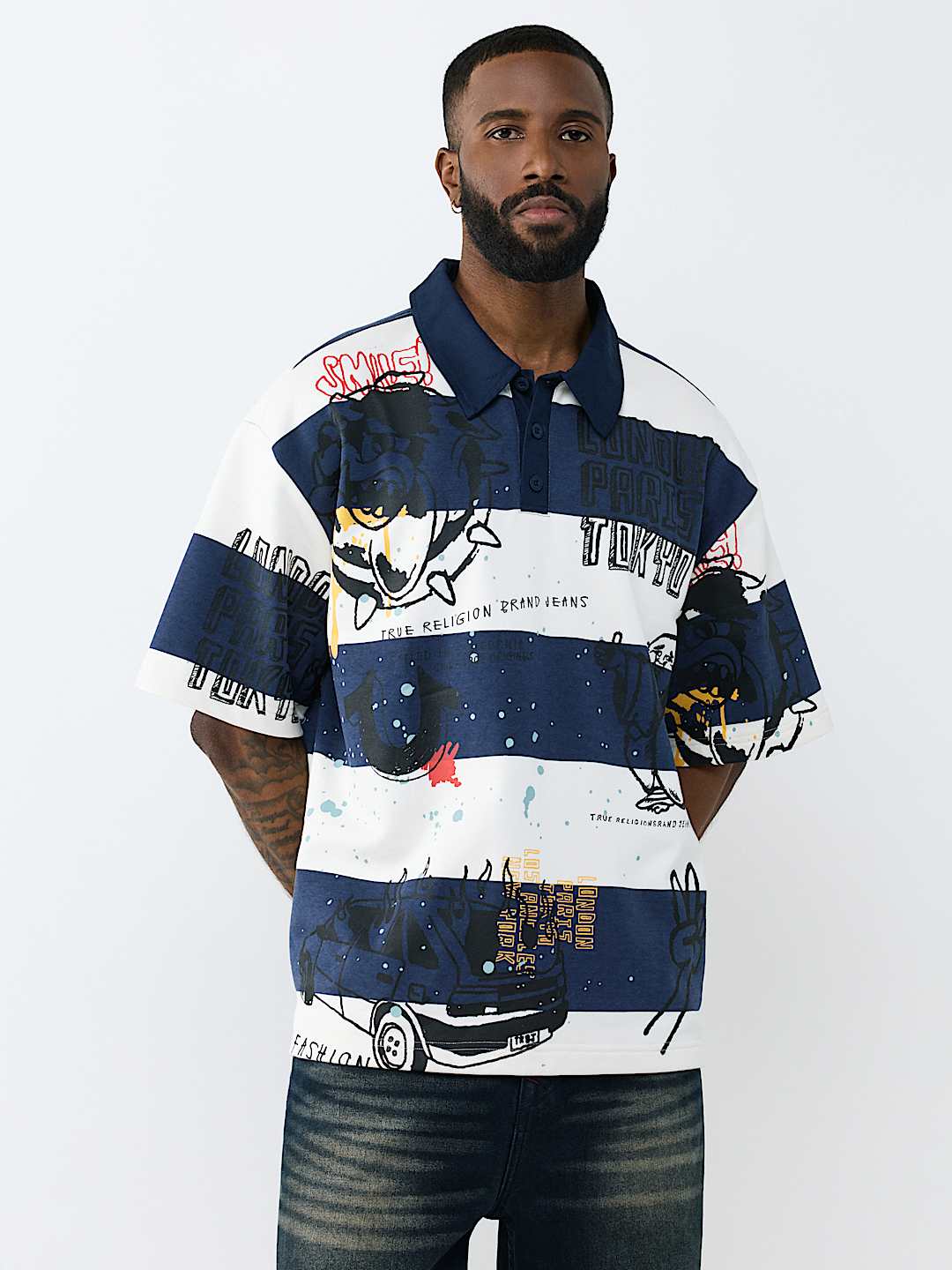DOODLE HEAVYWEIGHT RELAXED RUGBY SHIRT, image 3