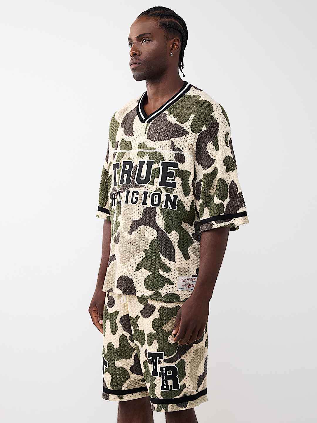 CAMISA EXTRAGRANDE DE TEJIDO ABIERTO CON CAMUFLAJE, image 3