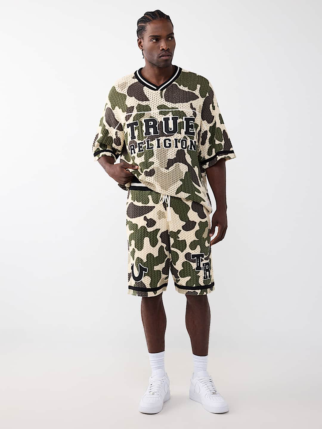 CAMISA EXTRAGRANDE DE TEJIDO ABIERTO CON CAMUFLAJE, image 7