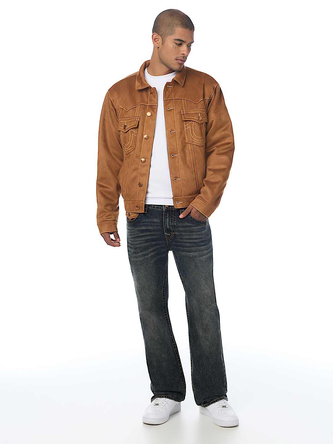 BILLY BIG T ULTRASUEDE FLAP BOOTCUT JEAN 34"