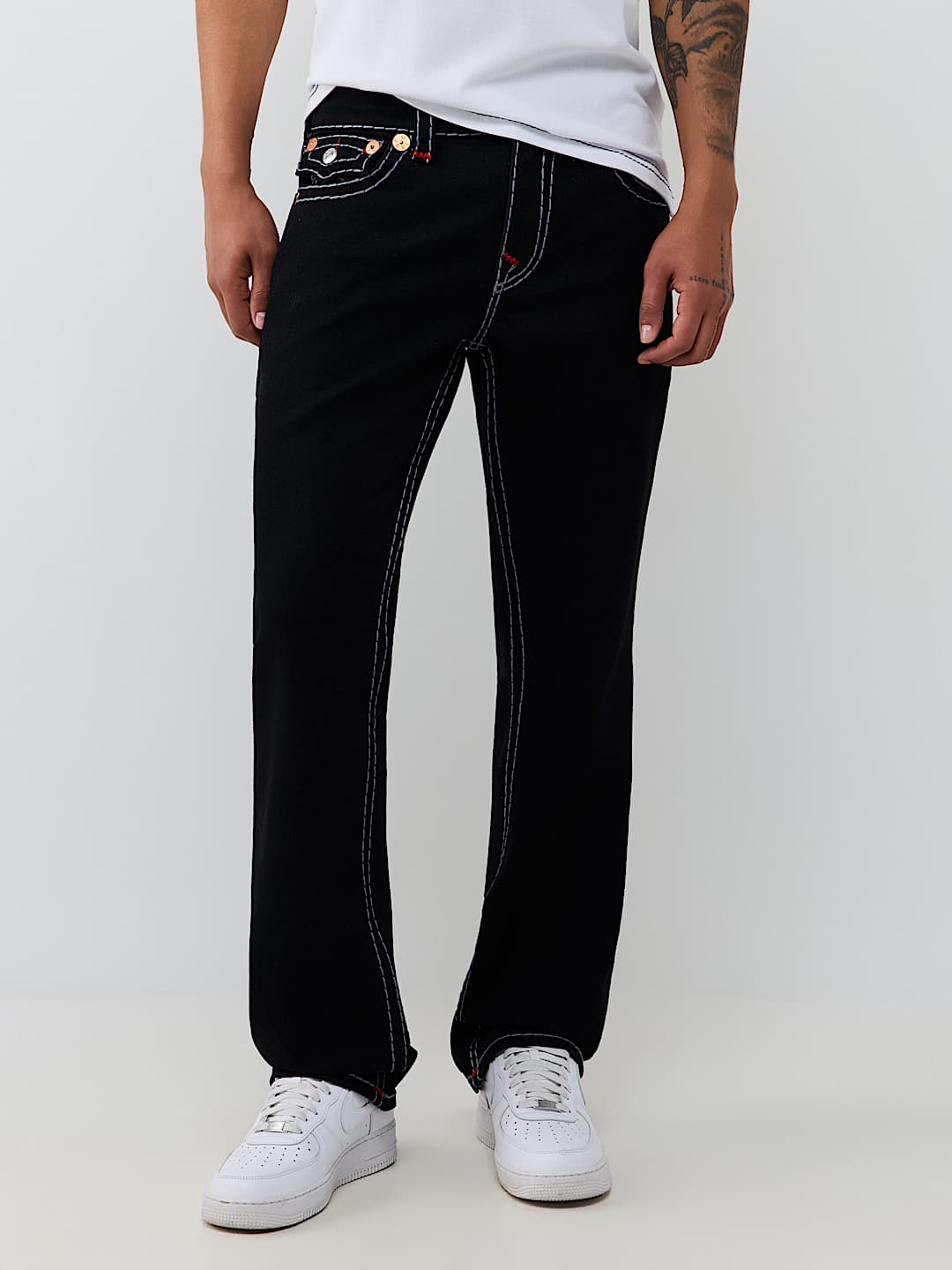 RICKY EMBROIDERED SUPER T FLAP STRAIGHT JEAN 34"