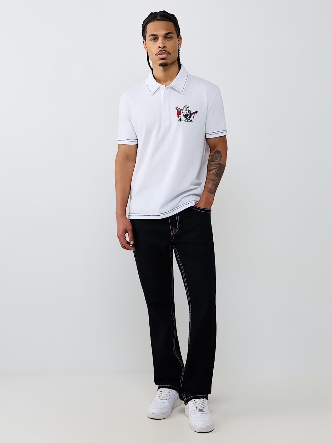 RICKY EMBROIDERED SUPER T FLAP STRAIGHT JEAN 34"