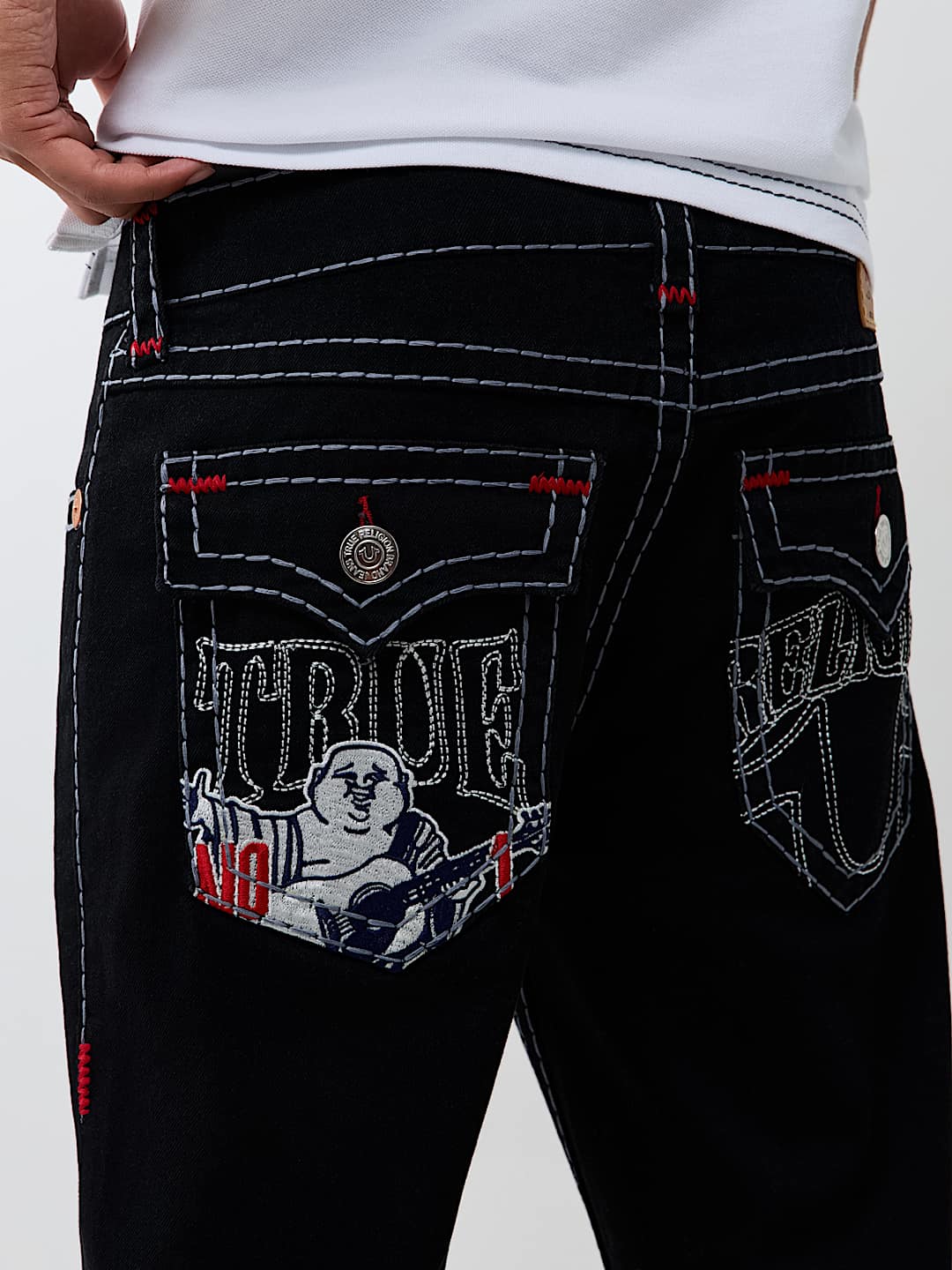 RICKY EMBROIDERED SUPER T FLAP STRAIGHT JEAN 34"