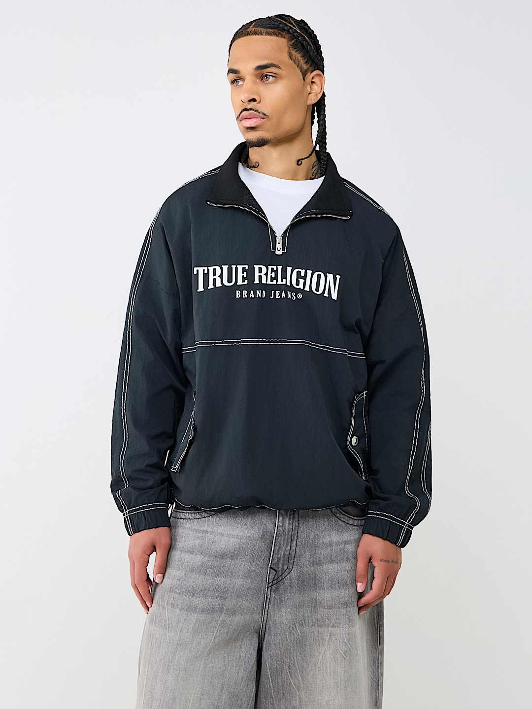 BIG T NYLON QUARTER ZIP JACKET