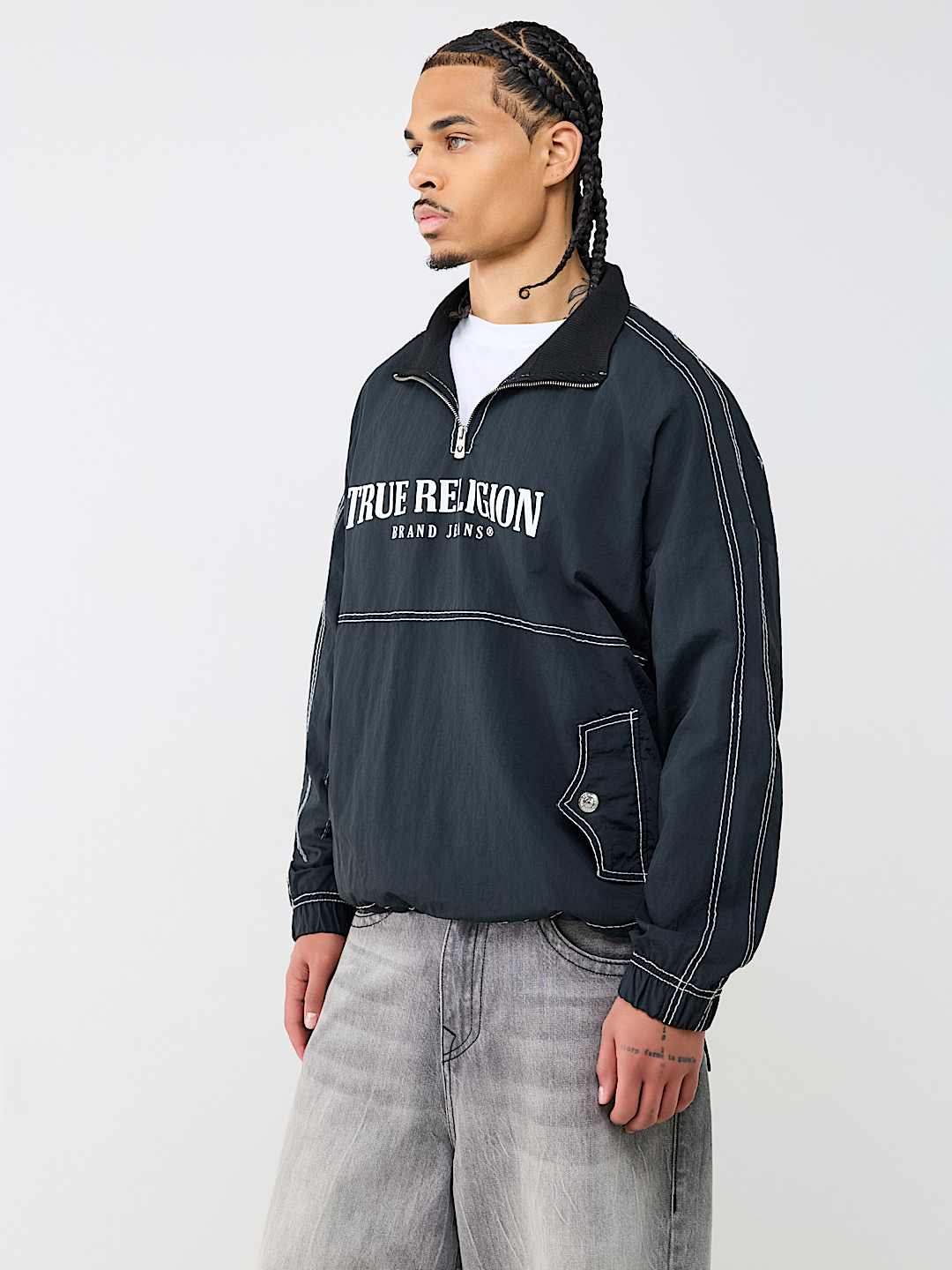 BIG T NYLON QUARTER ZIP JACKET