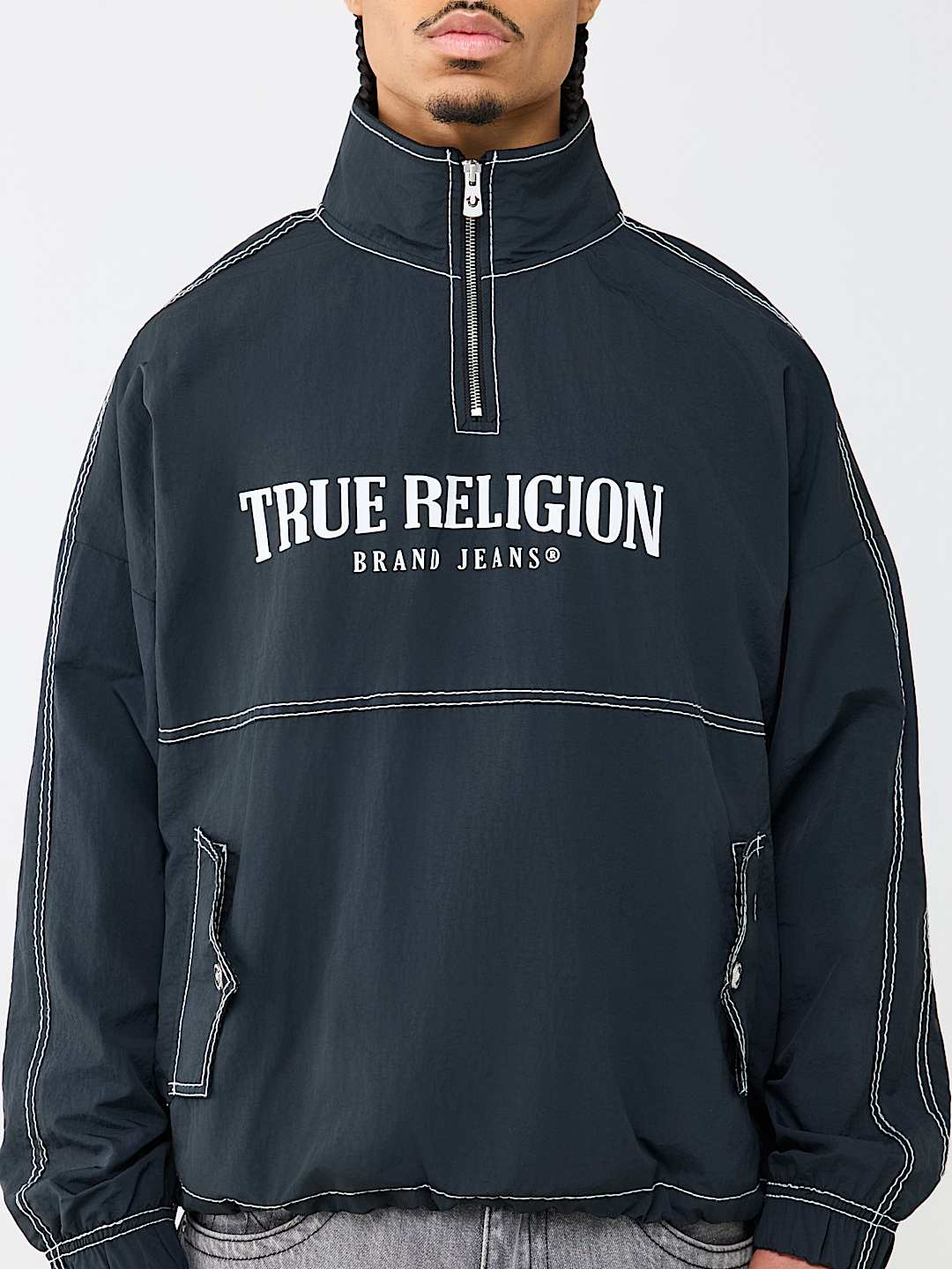 BIG T NYLON QUARTER ZIP JACKET