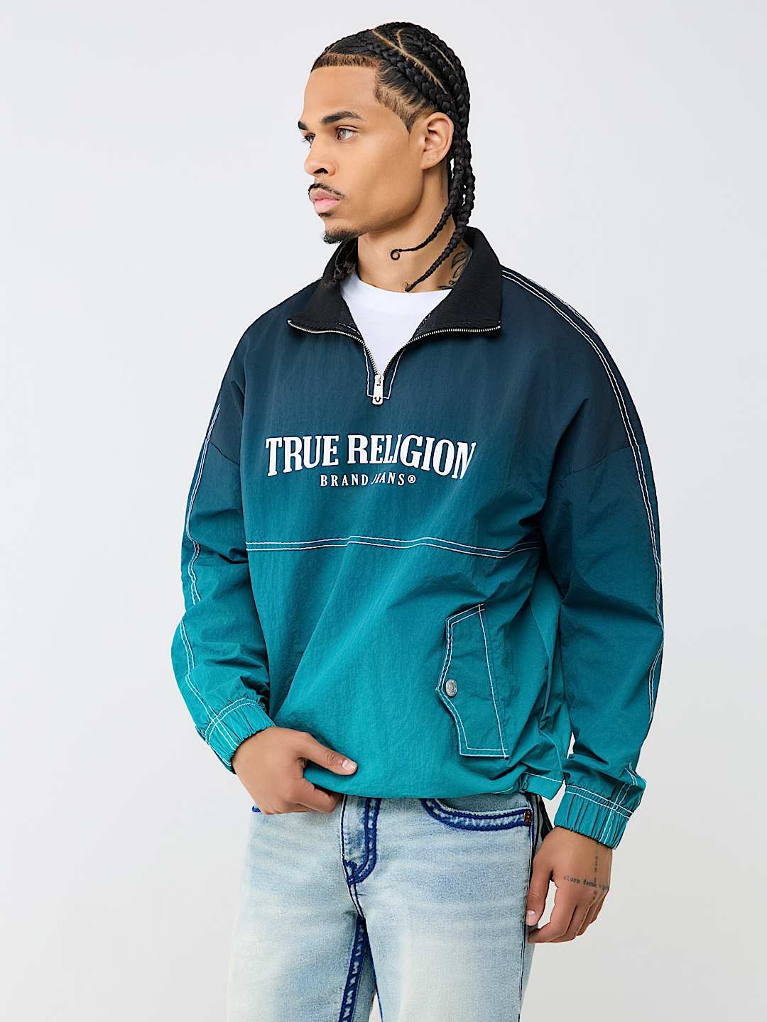 BIG T NYLON QUARTER ZIP JACKET
