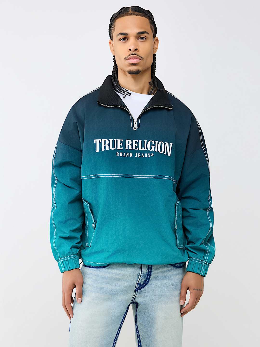 BIG T NYLON QUARTER ZIP JACKET