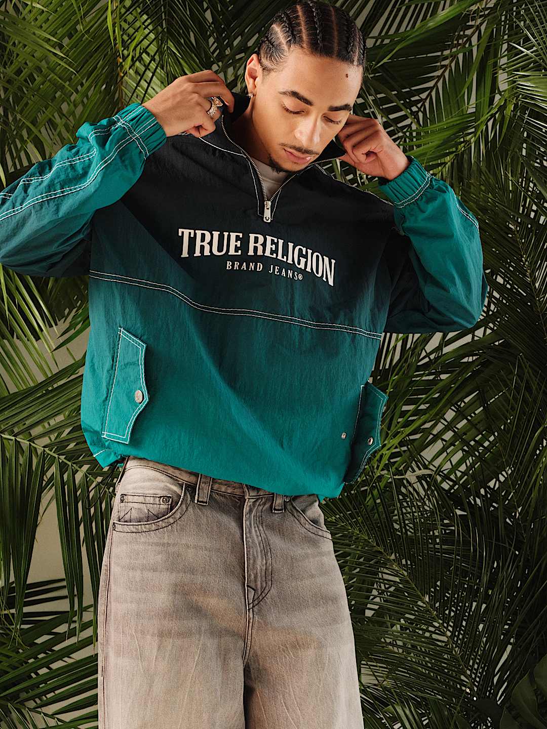 BIG T NYLON QUARTER ZIP JACKET