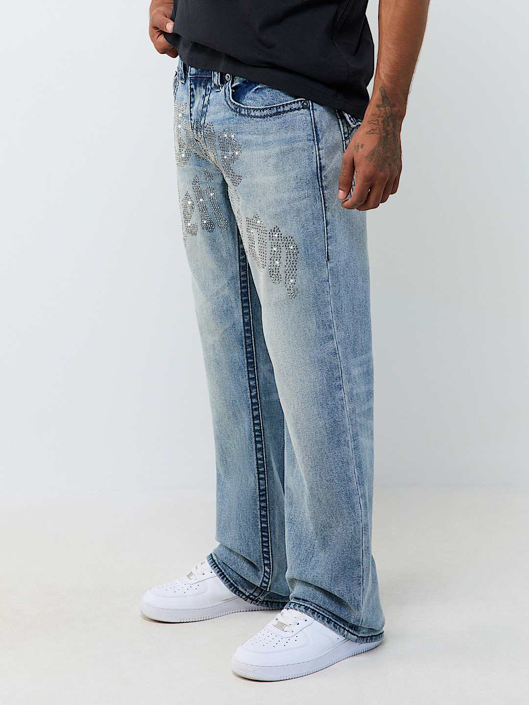 BILLY BIG T CRYSTAL SCRIPT FLAP BOOTCUT JEAN 32"