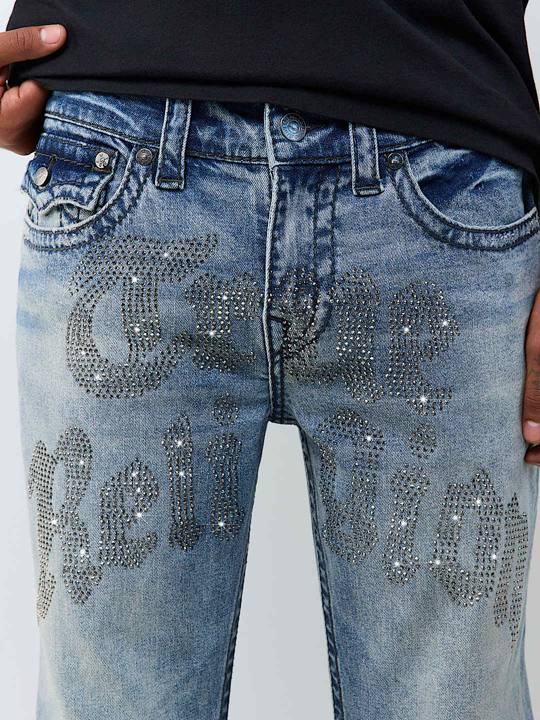 BILLY BIG T CRYSTAL SCRIPT FLAP BOOTCUT JEAN 32"