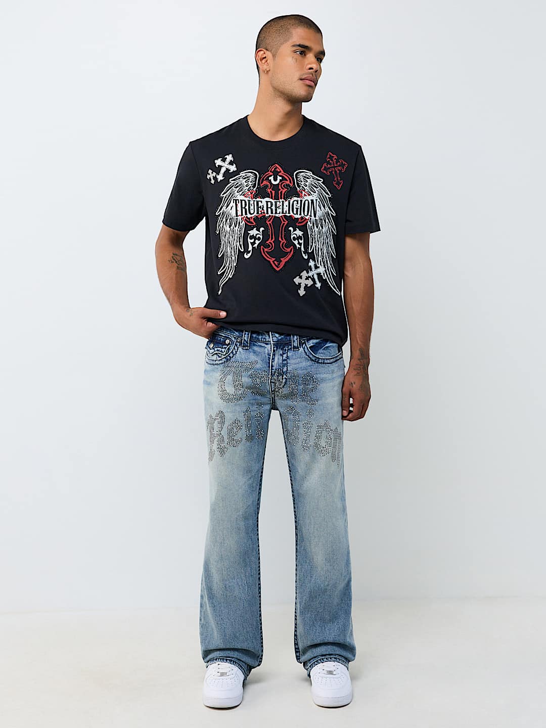 BILLY BIG T CRYSTAL SCRIPT FLAP BOOTCUT JEAN 32"