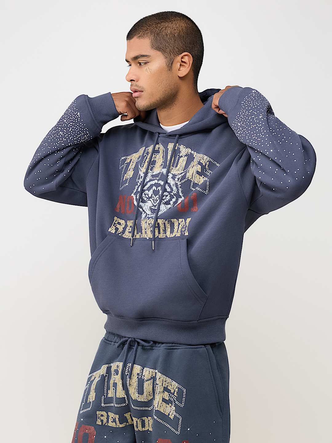 RHINESTONE WOLF HOODIE