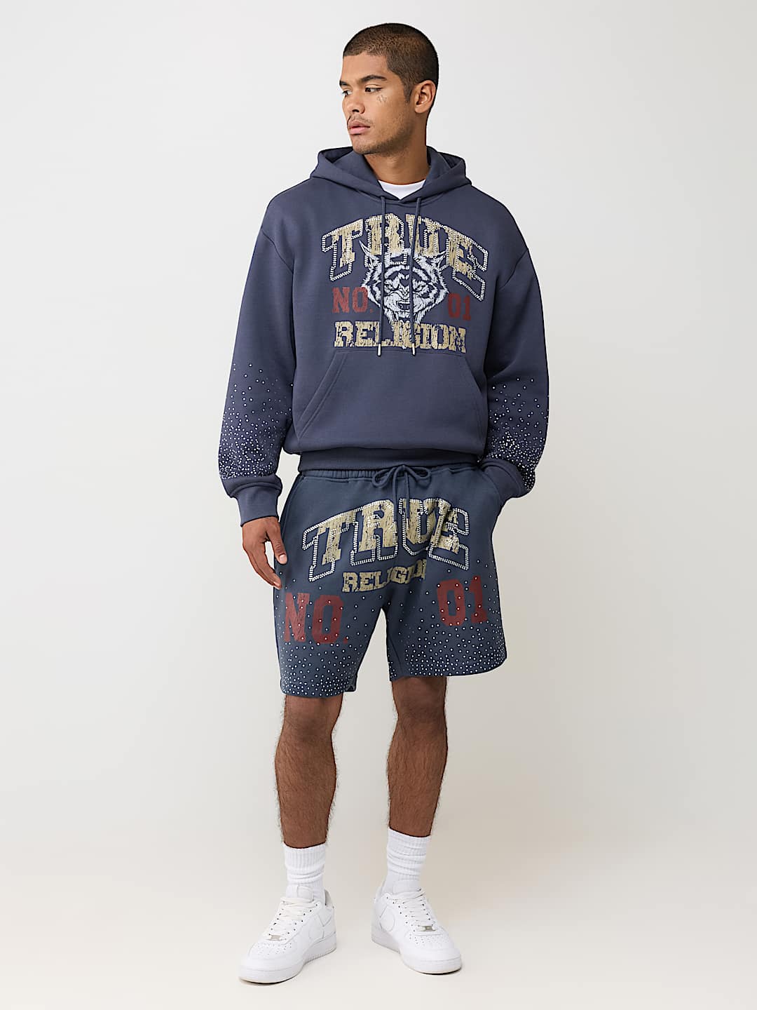 RHINESTONE LOGO FLEECE SHORT