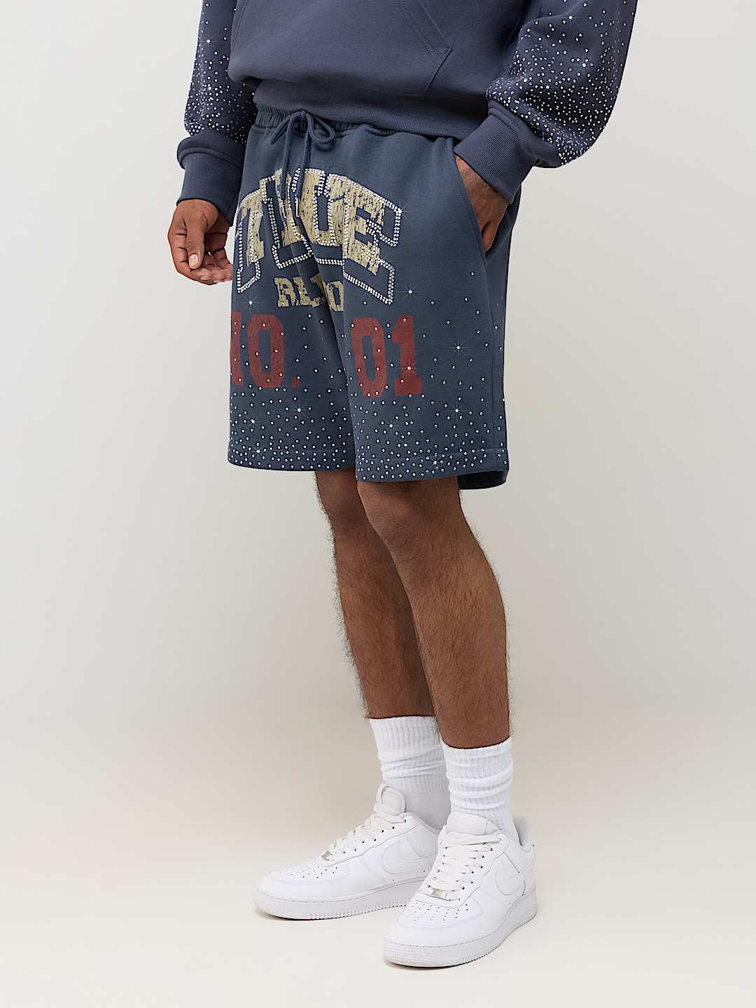 RHINESTONE LOGO FLEECE SHORT