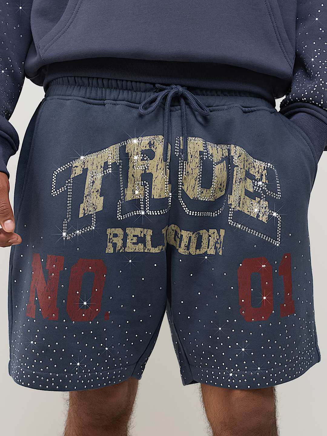 RHINESTONE LOGO FLEECE SHORT