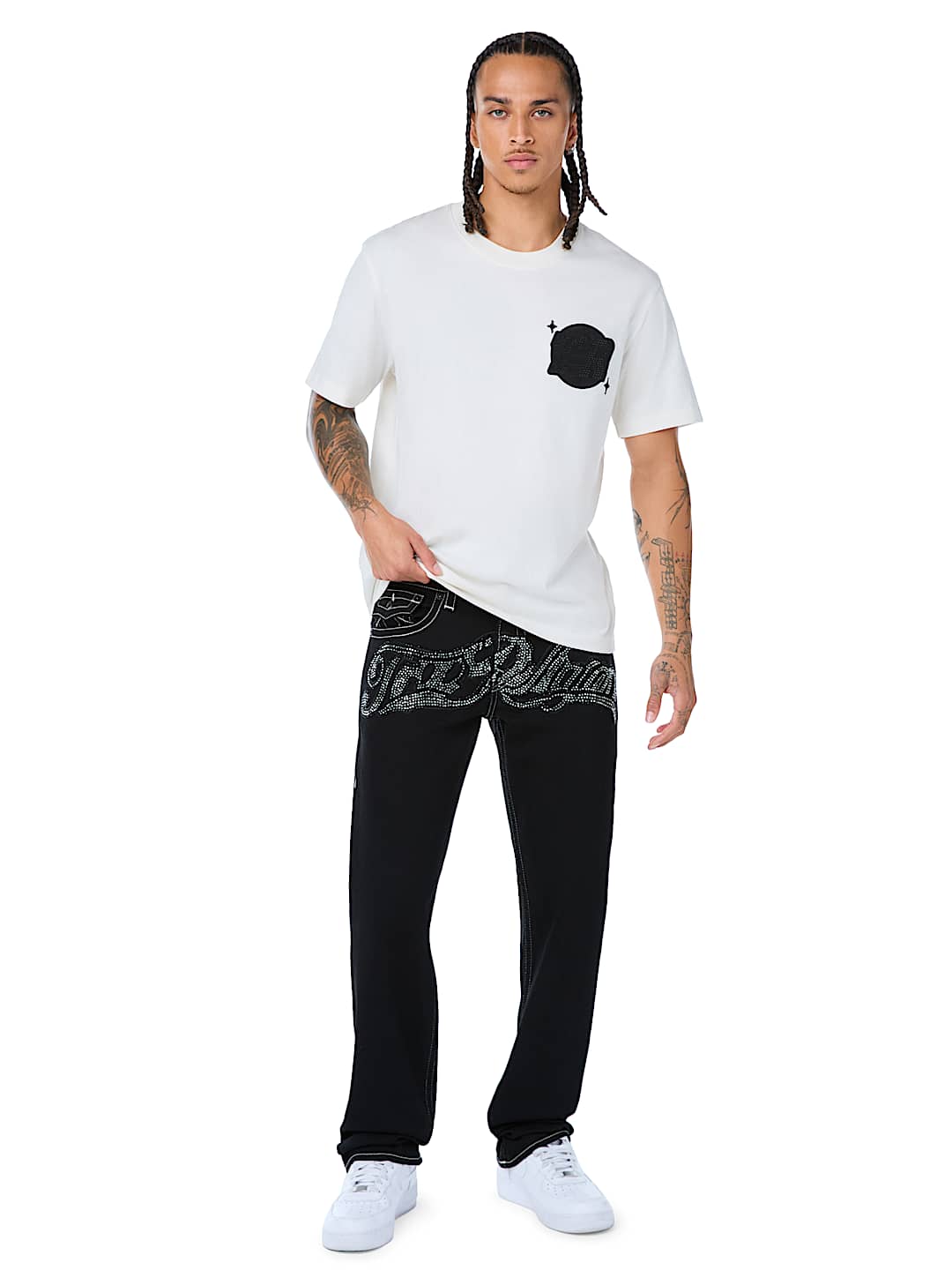 RICKY CRYSTAL TRUE FLAP STRAIGHT JEAN 34"